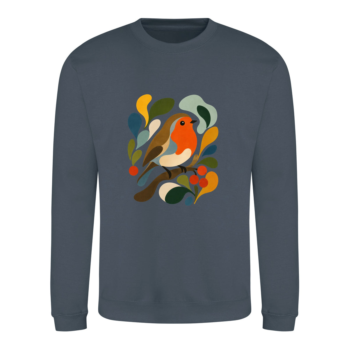 Hedgerow Harmony Adult Sweatshirt - Freeform Fauna Airforce Blue colour variant image