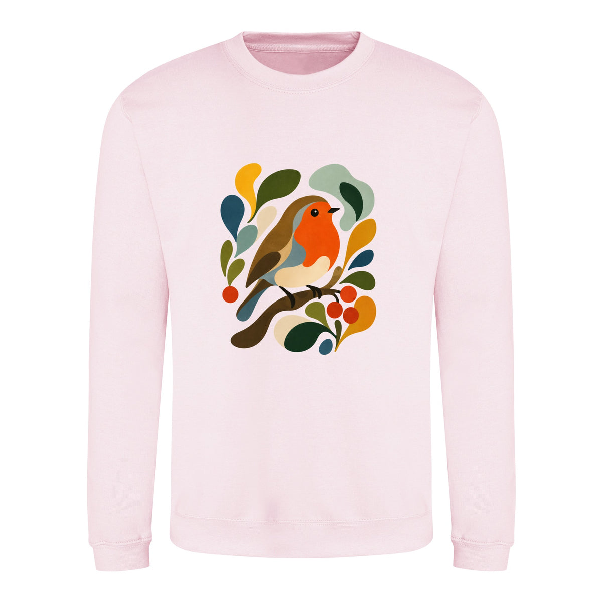 Hedgerow Harmony Adult Sweatshirt - Freeform Fauna Baby Pink colour variant image