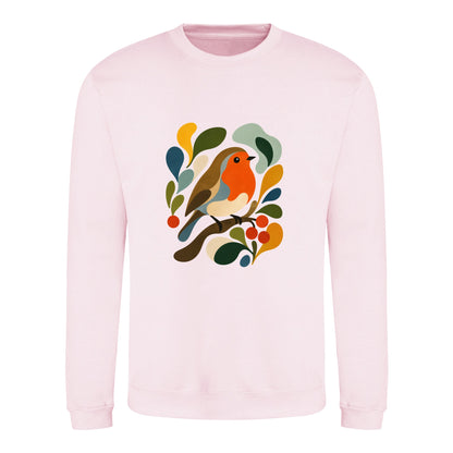 Hedgerow Harmony Adult Sweatshirt - Freeform Fauna Baby Pink colour variant image