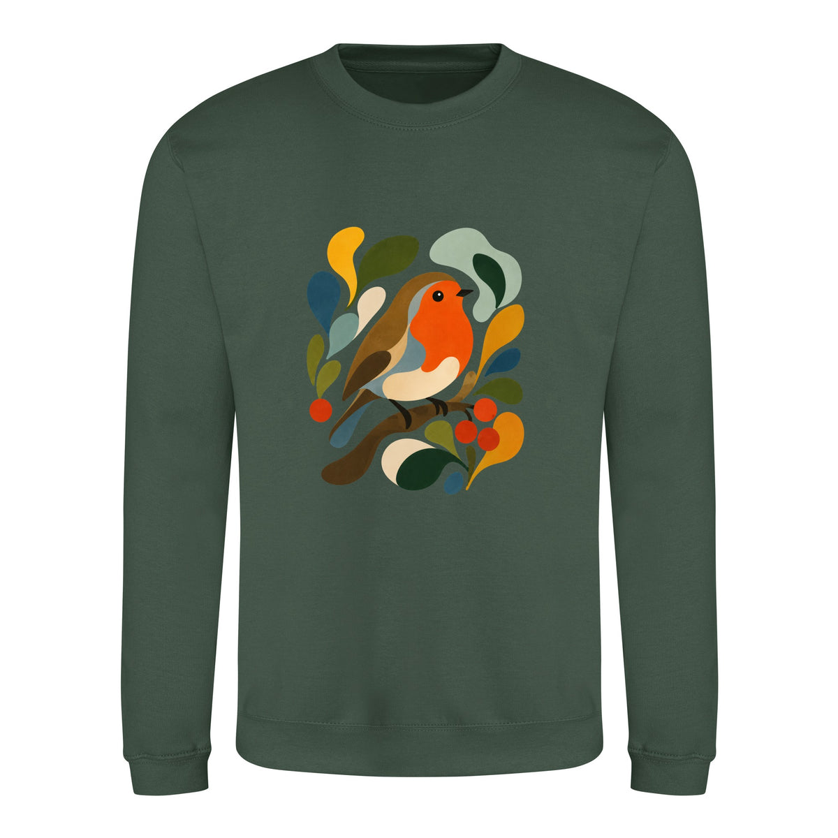 Hedgerow Harmony Adult Sweatshirt - Freeform Fauna Bottle Green colour variant image