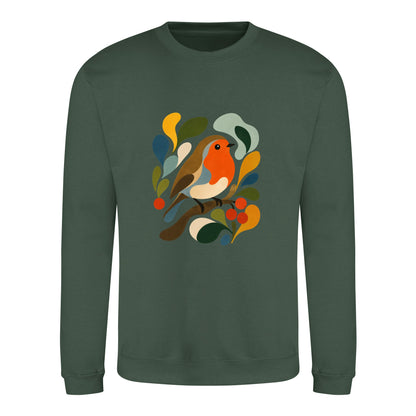 Hedgerow Harmony Adult Sweatshirt - Freeform Fauna Bottle Green colour variant image