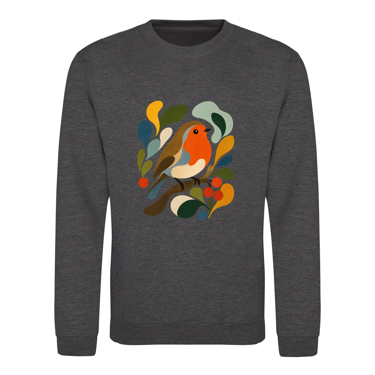 Hedgerow Harmony Adult Sweatshirt - Freeform Fauna Charcoal colour variant image
