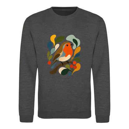 Hedgerow Harmony Adult Sweatshirt - Freeform Fauna Charcoal colour variant image