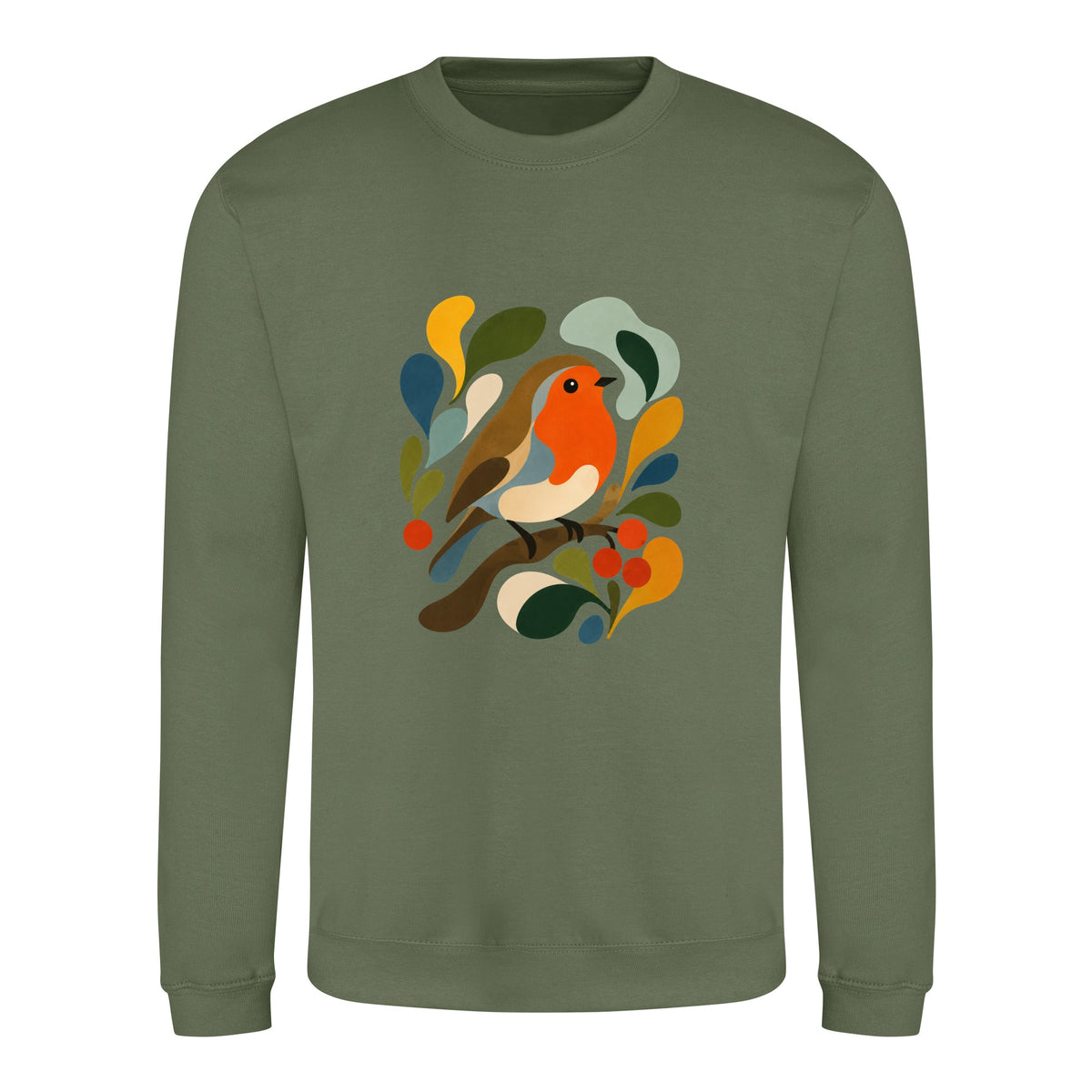 Hedgerow Harmony Adult Sweatshirt - Freeform Fauna Earthy Green colour variant image