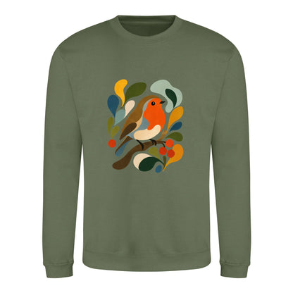 Hedgerow Harmony Adult Sweatshirt - Freeform Fauna Earthy Green colour variant image