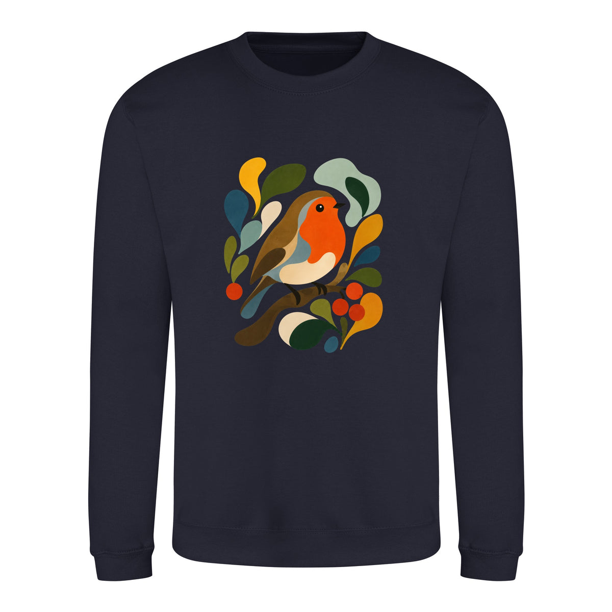 Hedgerow Harmony Adult Sweatshirt - Freeform Fauna French Navy colour variant image