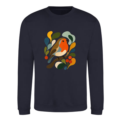 Hedgerow Harmony Adult Sweatshirt - Freeform Fauna French Navy colour variant image