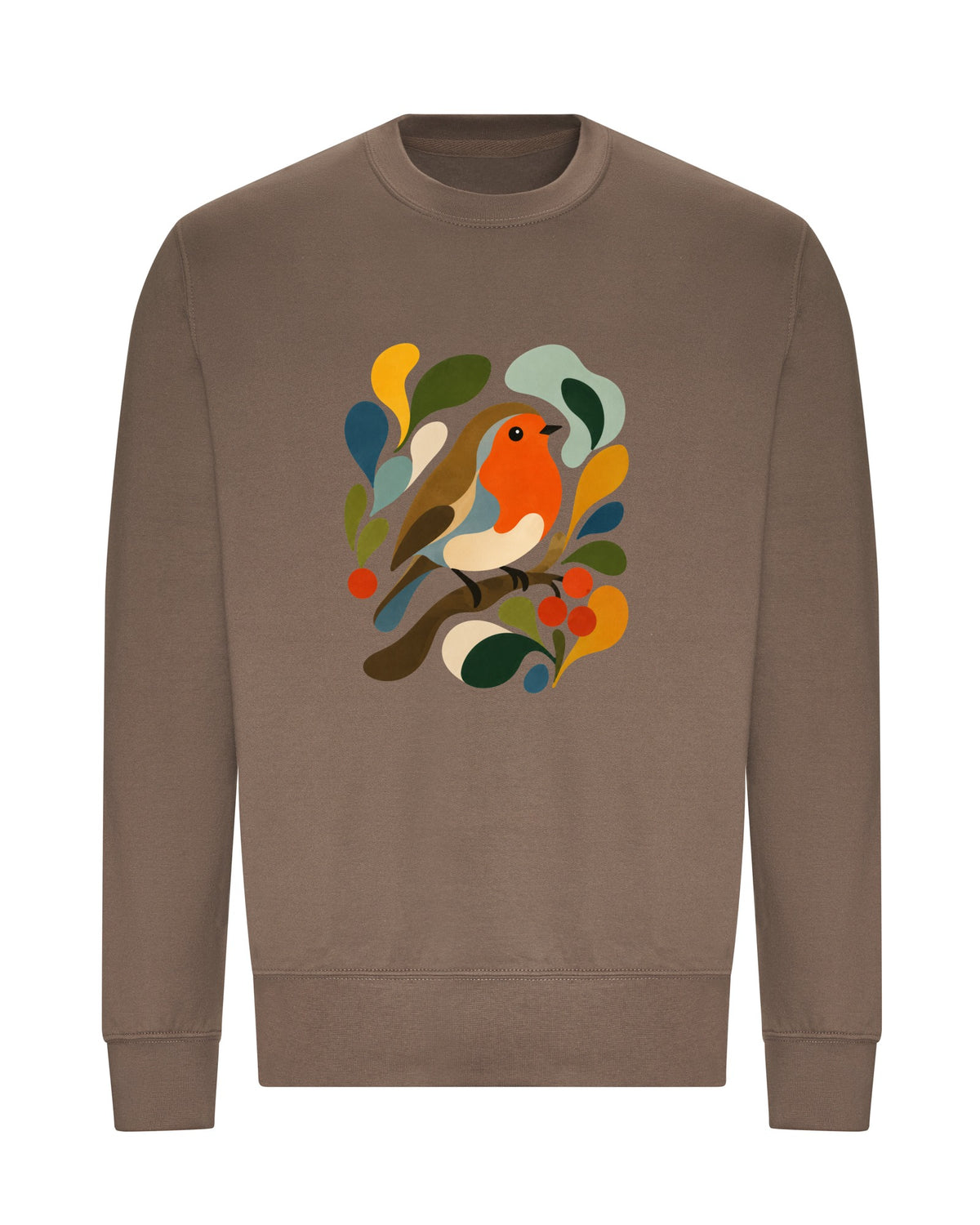Hedgerow Harmony Adult Sweatshirt - Freeform Fauna Mocha Brown colour variant image