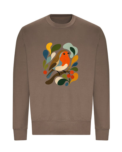 Hedgerow Harmony Adult Sweatshirt - Freeform Fauna Mocha Brown colour variant image
