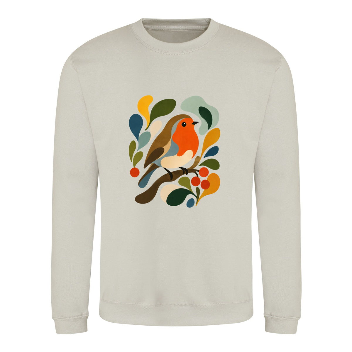 Hedgerow Harmony Adult Sweatshirt - Freeform Fauna Natural Stone colour variant image