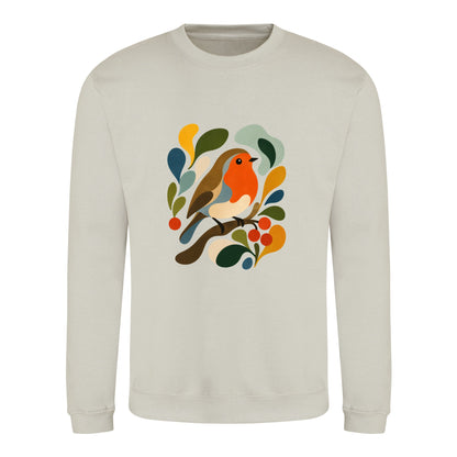Hedgerow Harmony Adult Sweatshirt - Freeform Fauna Natural Stone colour variant image