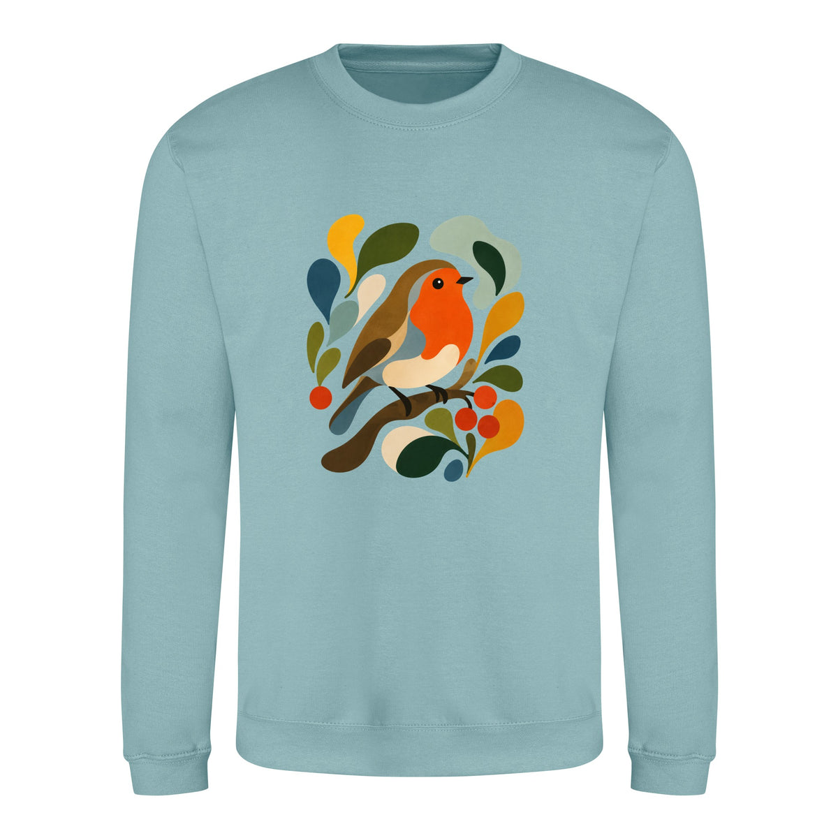 Hedgerow Harmony Adult Sweatshirt - Freeform Fauna Seafoam colour variant image
