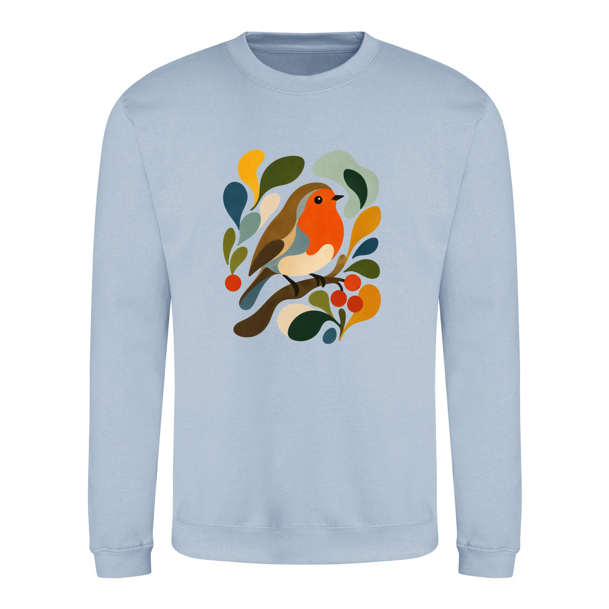 Hedgerow Harmony Adult Sweatshirt - Freeform Fauna Sky Blue colour variant image