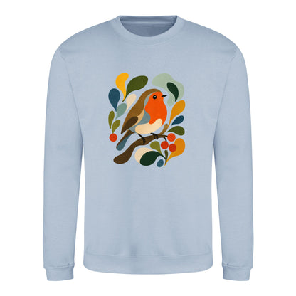 Hedgerow Harmony Adult Sweatshirt - Freeform Fauna Sky Blue colour variant image