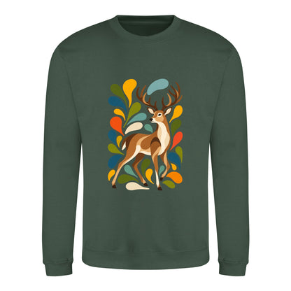 Woodland Majesty Adult Sweatshirt - Freeform Fauna Bottle Green colour variant image