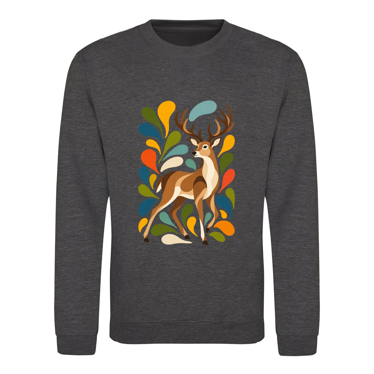 Woodland Majesty Adult Sweatshirt - Freeform Fauna Charcoal colour variant image