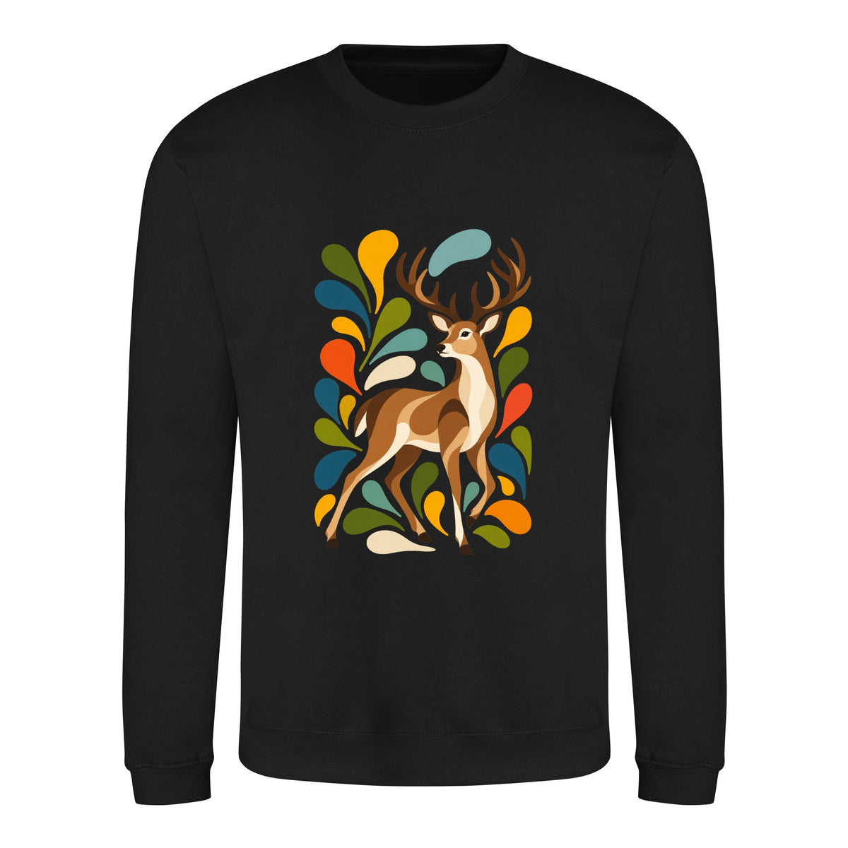 Woodland Majesty Adult Sweatshirt - Freeform Fauna Deep Black colour variant image