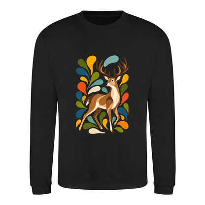 Woodland Majesty Adult Sweatshirt - Freeform Fauna Deep Black colour variant image
