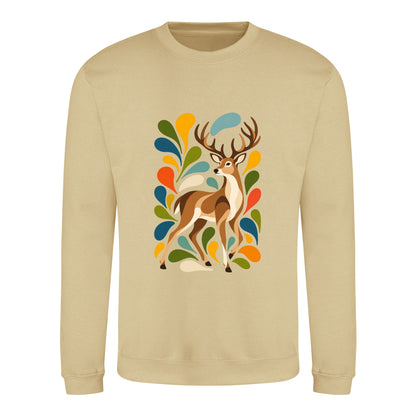 Woodland Majesty Adult Sweatshirt - Freeform Fauna Desert Sand colour variant image