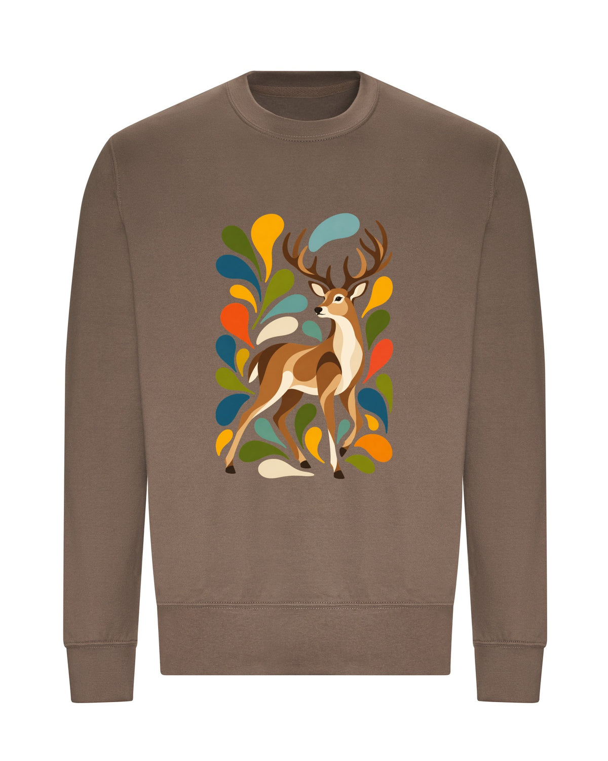 Woodland Majesty Adult Sweatshirt - Freeform Fauna Mocha Brown colour variant image