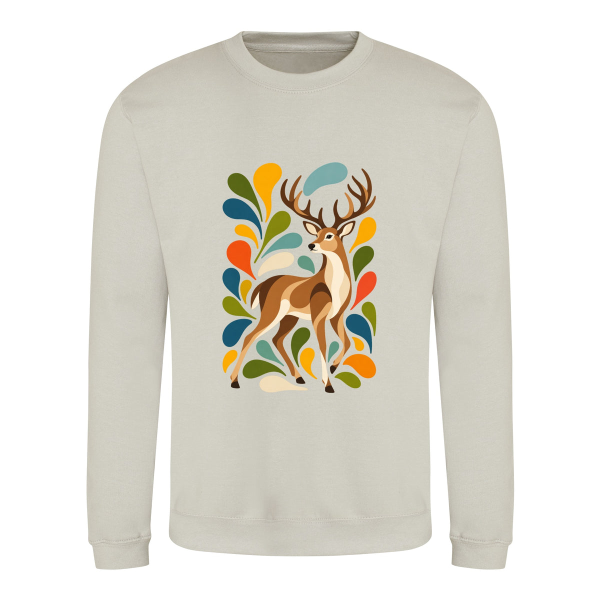 Woodland Majesty Adult Sweatshirt - Freeform Fauna Natural Stone colour variant image