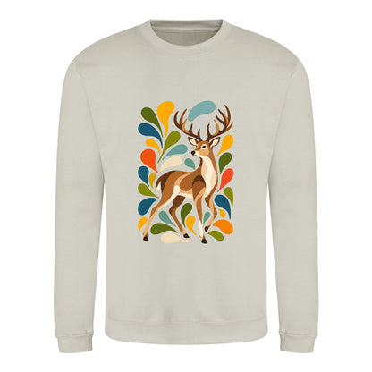 Woodland Majesty Adult Sweatshirt - Freeform Fauna Natural Stone colour variant image