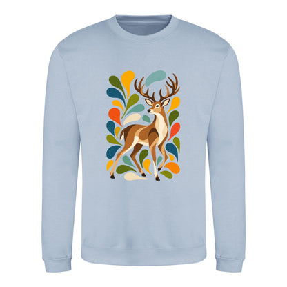 Woodland Majesty Adult Sweatshirt - Freeform Fauna Sky Blue colour variant image