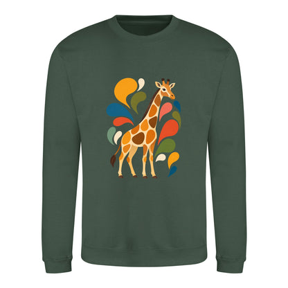 Sunlit Safari Adult Sweatshirt - Freeform Fauna Bottle Green colour variant image