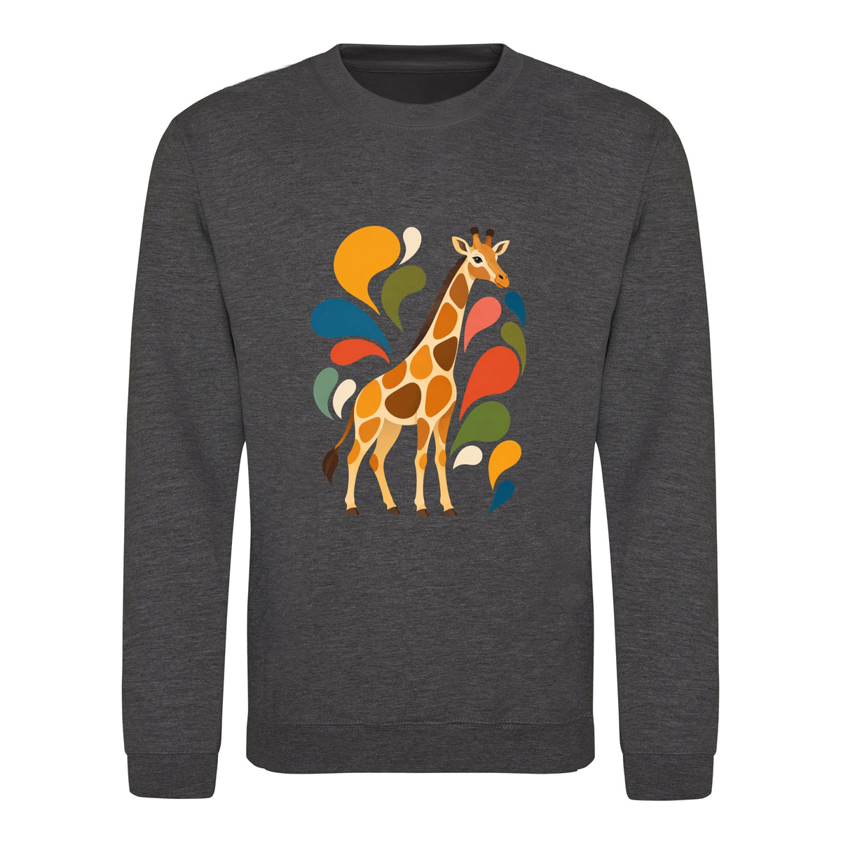 Sunlit Safari Adult Sweatshirt - Freeform Fauna Charcoal colour variant image