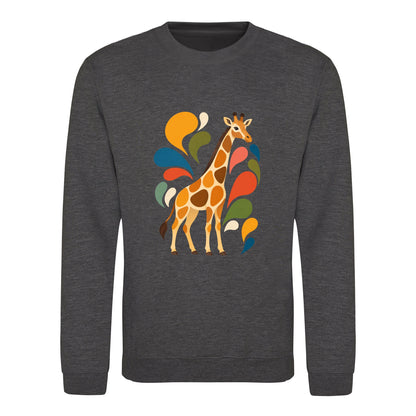 Sunlit Safari Adult Sweatshirt - Freeform Fauna Charcoal colour variant image