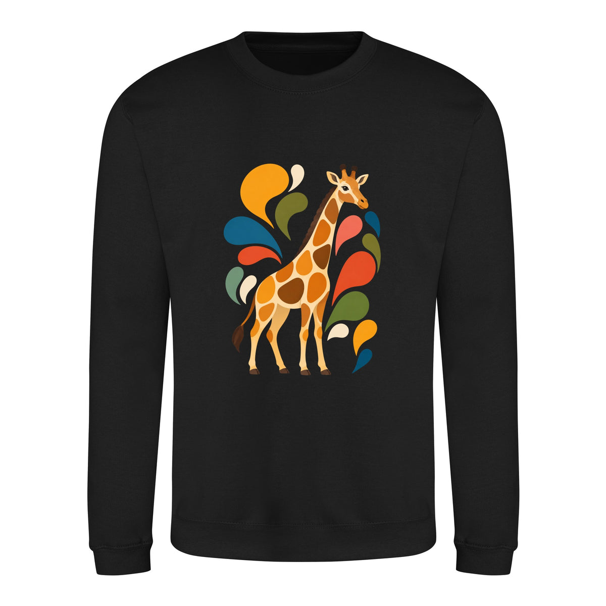 Sunlit Safari Adult Sweatshirt - Freeform Fauna Deep Black colour variant image