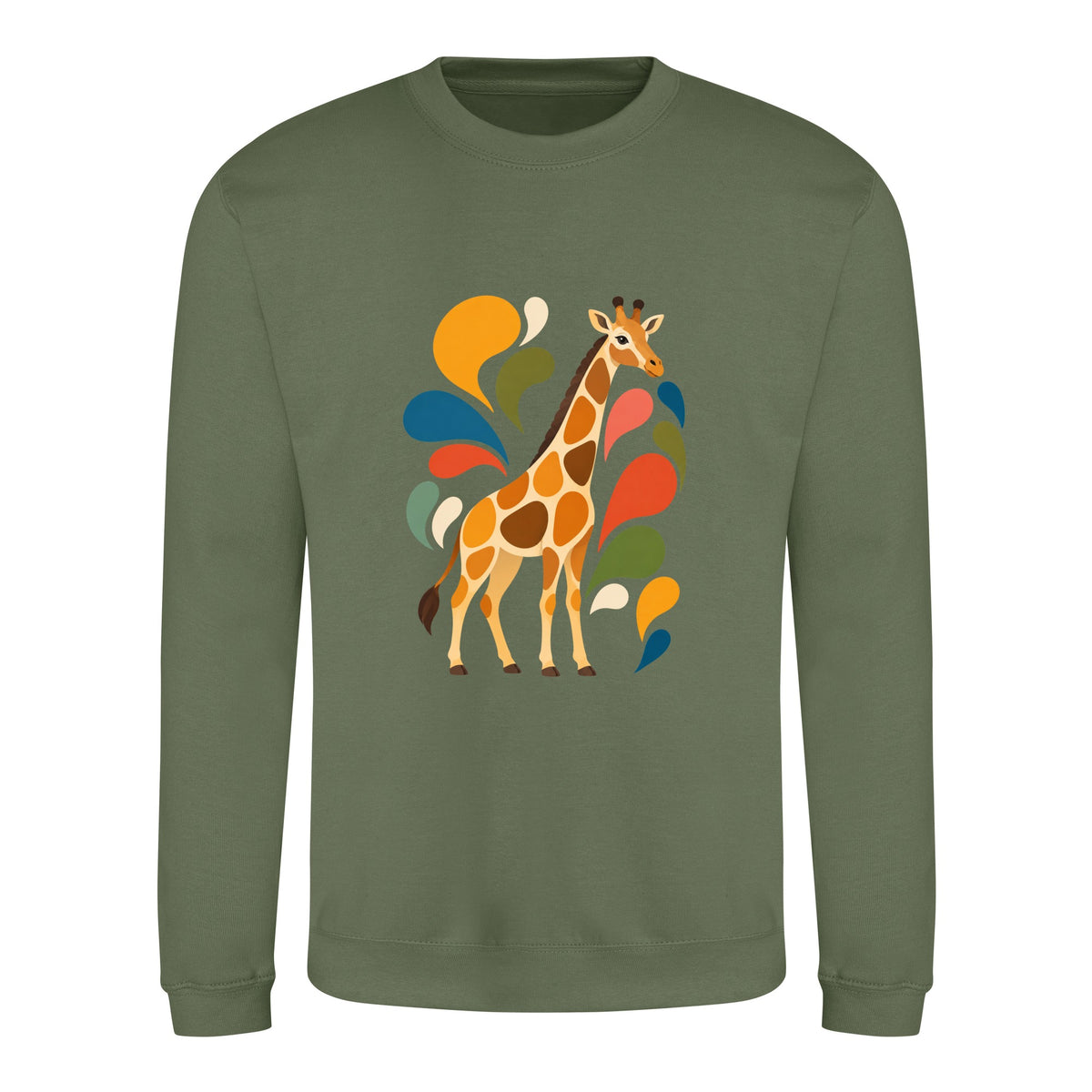 Sunlit Safari Adult Sweatshirt - Freeform Fauna Earthy Green colour variant image