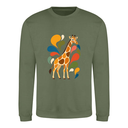 Sunlit Safari Adult Sweatshirt - Freeform Fauna Earthy Green colour variant image