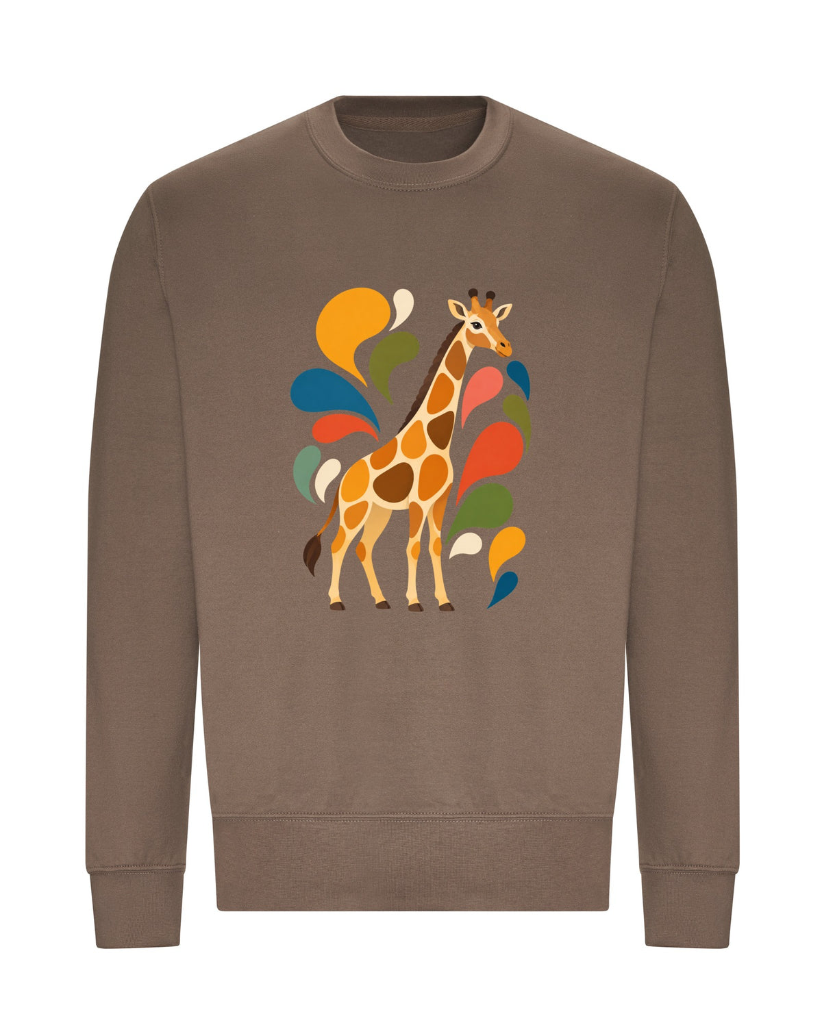 Sunlit Safari Adult Sweatshirt - Freeform Fauna Mocha Brown colour variant image