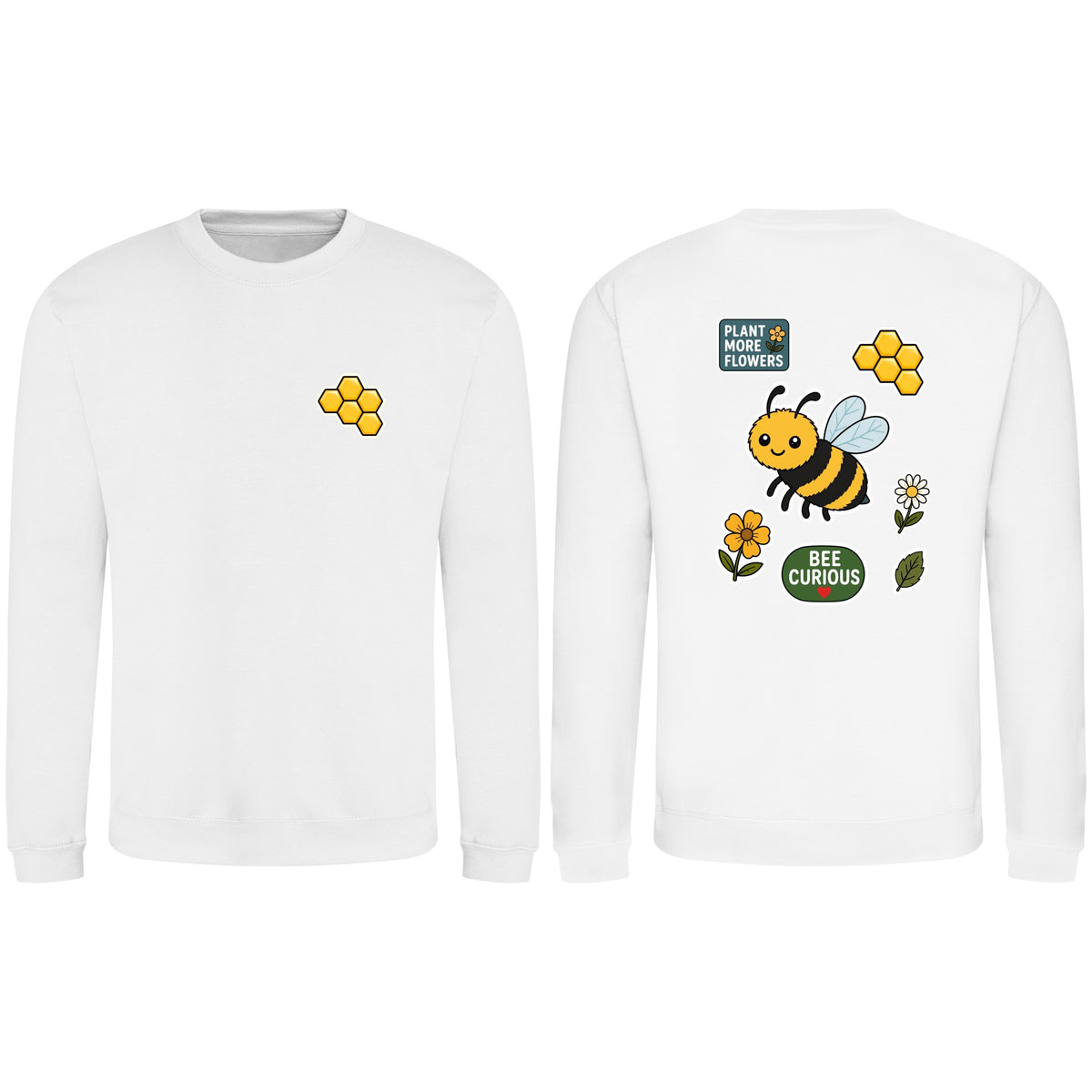 Bee Curious Adult Sweatshirt - Badges of the Wild Arctic White colour variant image