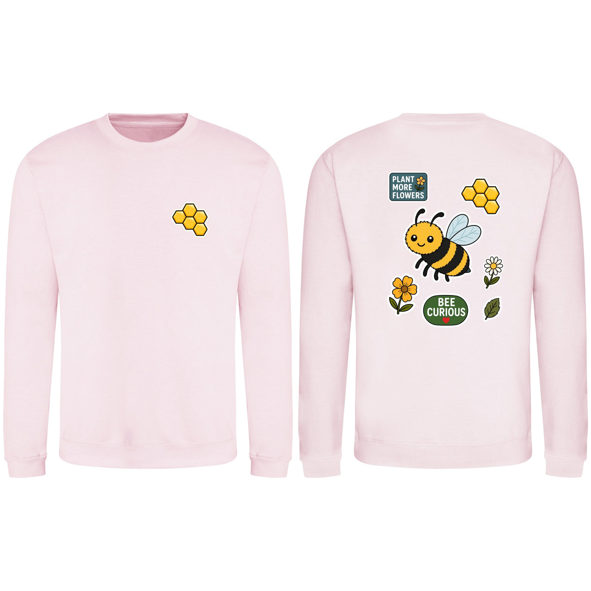 Bee Curious Adult Sweatshirt - Badges of the Wild Baby Pink colour variant image