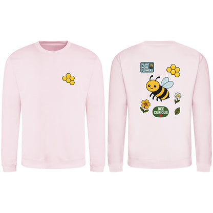 Bee Curious Adult Sweatshirt - Badges of the Wild Baby Pink colour variant image