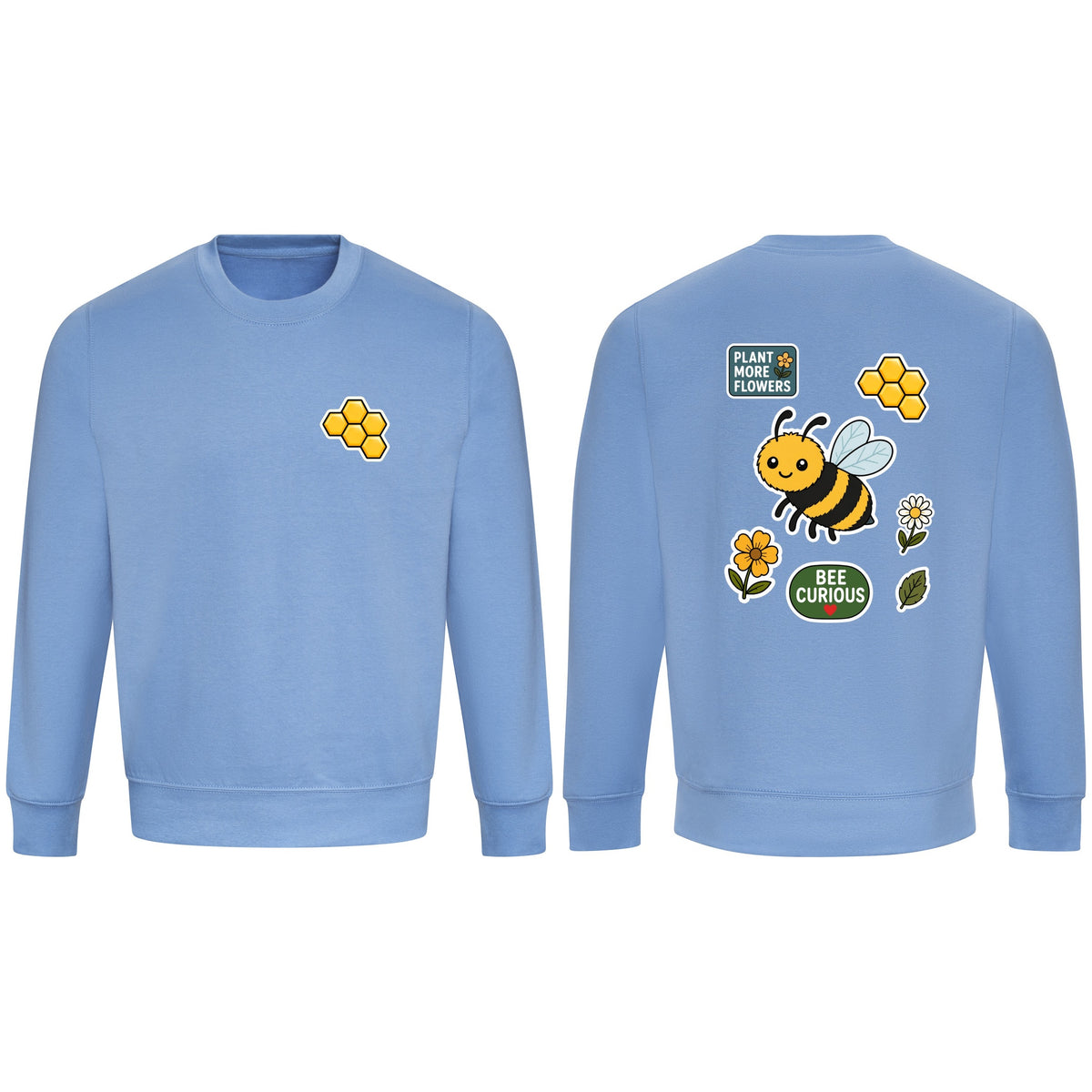 Bee Curious Adult Sweatshirt - Badges of the Wild Cornflower Blue colour variant image