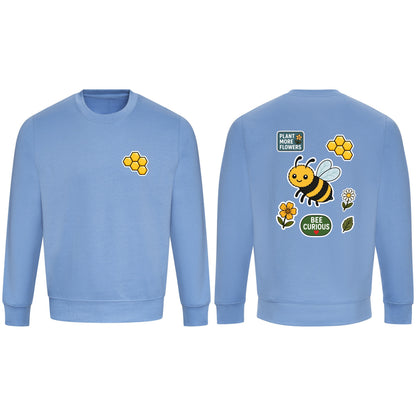 Bee Curious Adult Sweatshirt - Badges of the Wild Cornflower Blue colour variant image