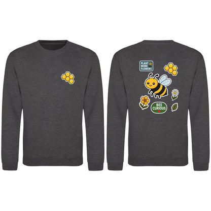 Bee Curious Adult Sweatshirt - Badges of the Wild Charcoal colour variant image