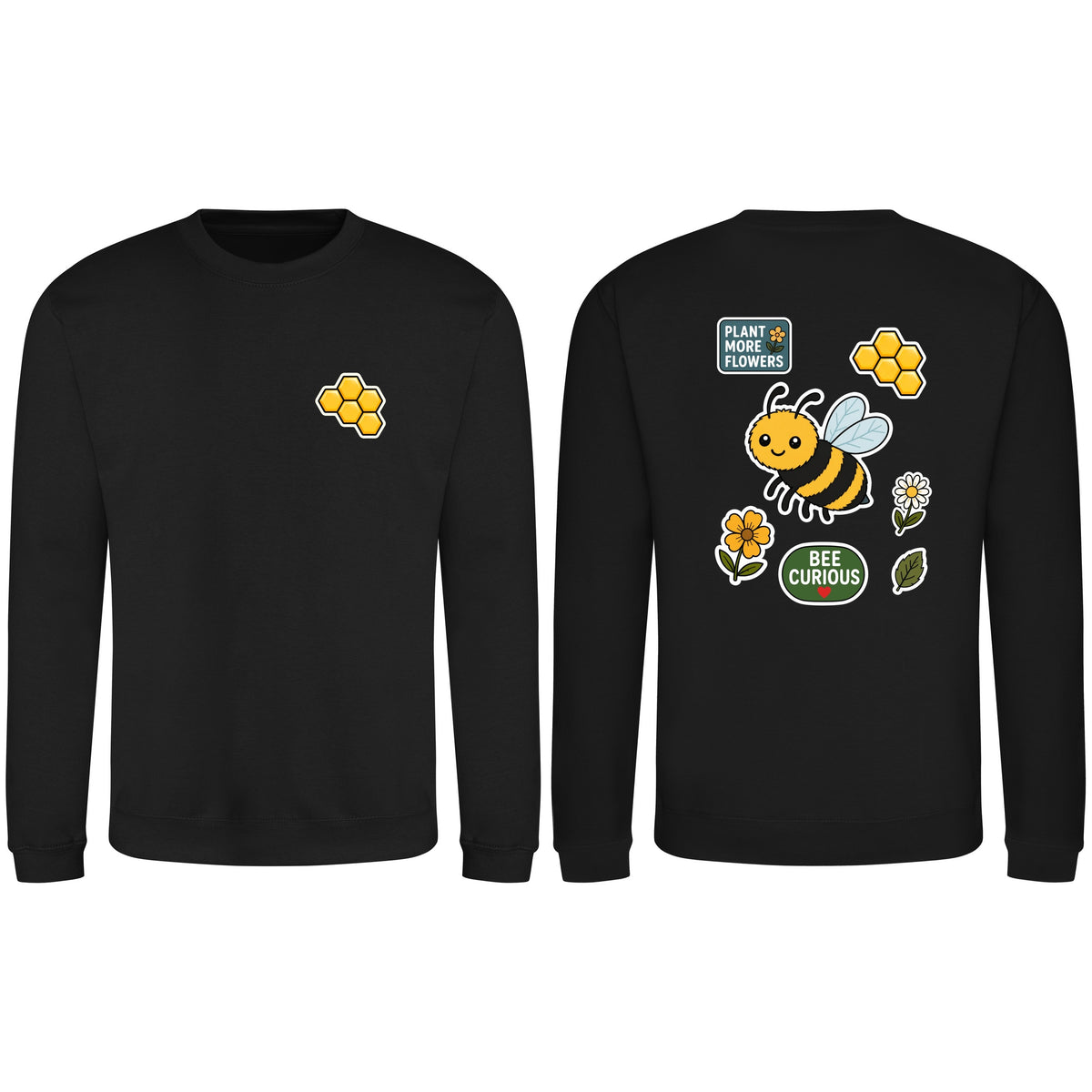 Bee Curious Adult Sweatshirt - Badges of the Wild Deep Black colour variant image