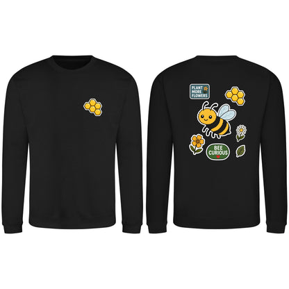 Bee Curious Adult Sweatshirt - Badges of the Wild Deep Black colour variant image