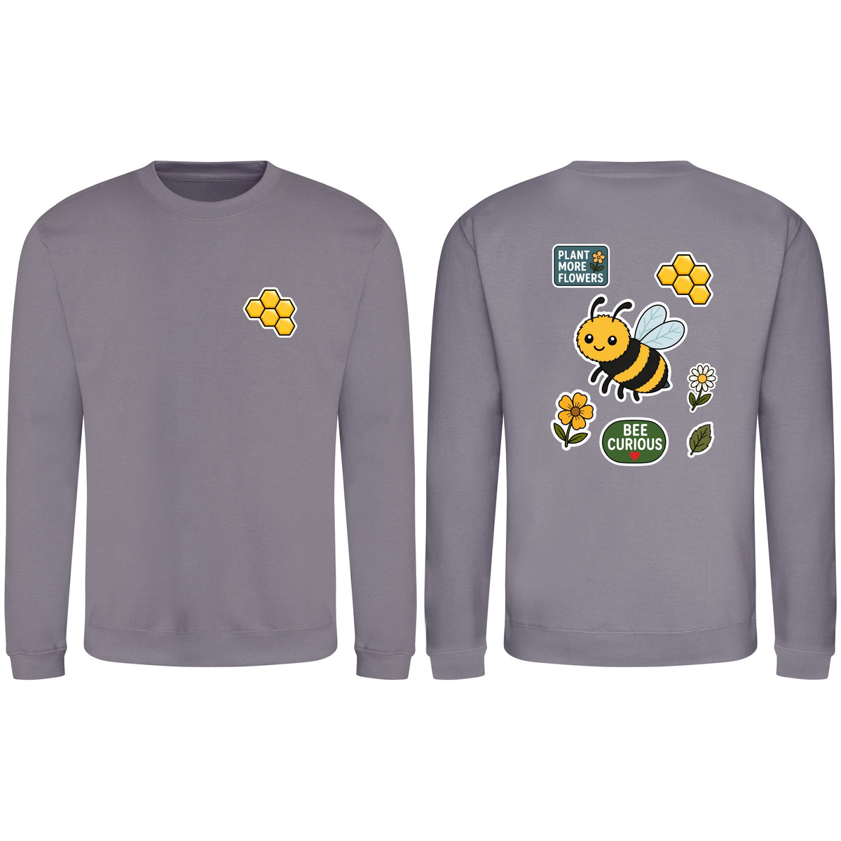 Bee Curious Adult Sweatshirt - Badges of the Wild Dusty Lilac colour variant image
