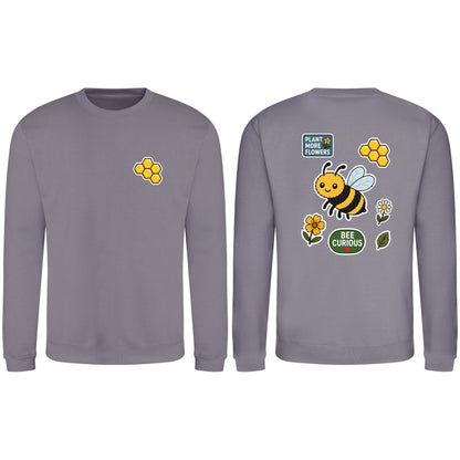 Bee Curious Adult Sweatshirt - Badges of the Wild Dusty Lilac colour variant image