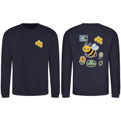 Bee Curious Adult Sweatshirt - Badges of the Wild French Navy colour variant image