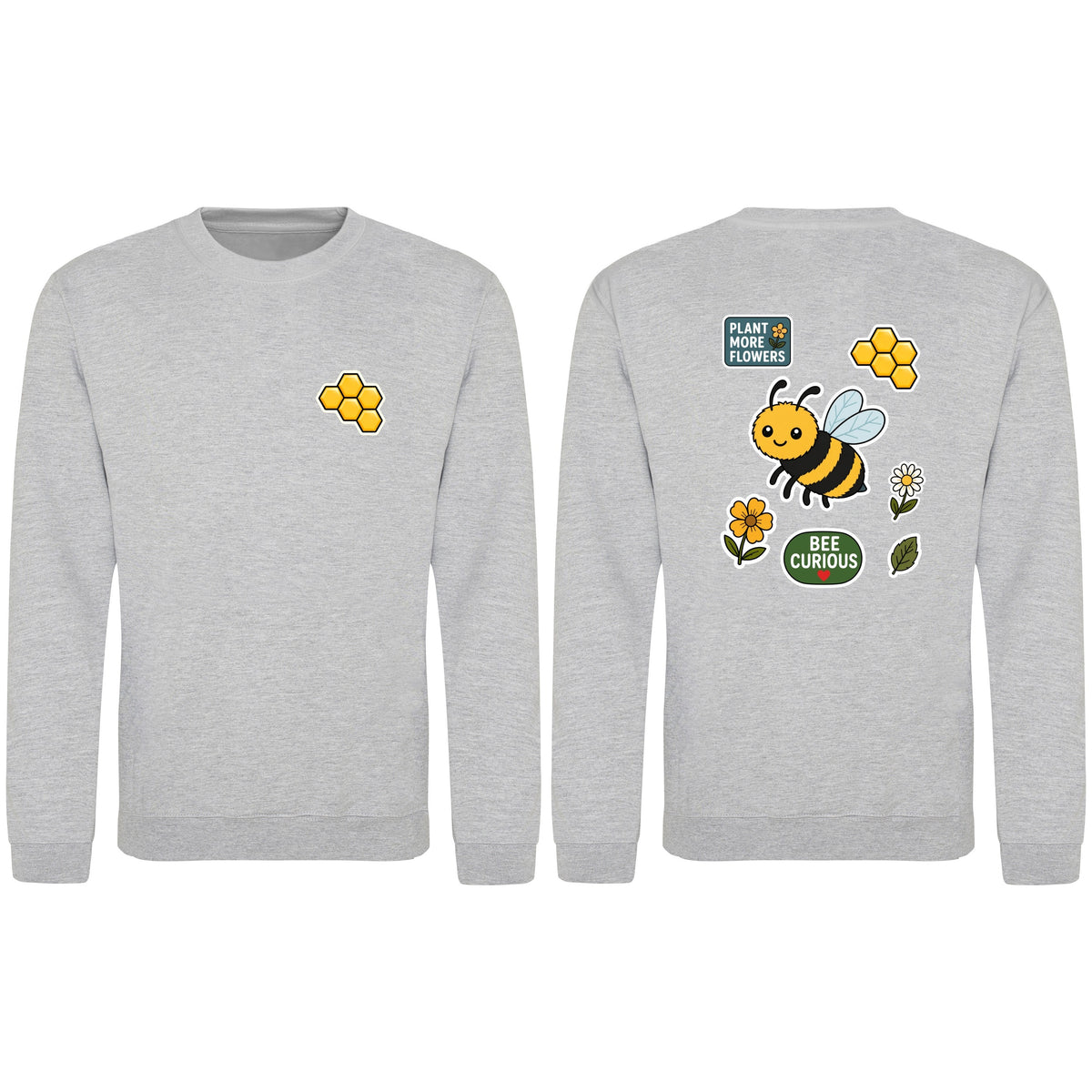 Bee Curious Adult Sweatshirt - Badges of the Wild Heather Grey colour variant image