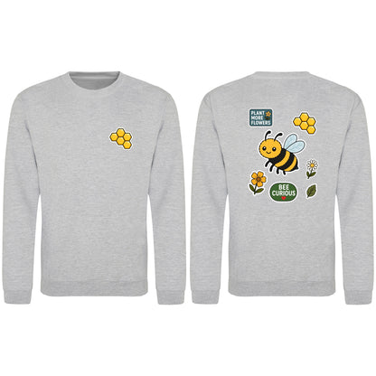 Bee Curious Adult Sweatshirt - Badges of the Wild Heather Grey colour variant image