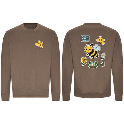 Bee Curious Adult Sweatshirt - Badges of the Wild Mocha Brown colour variant image