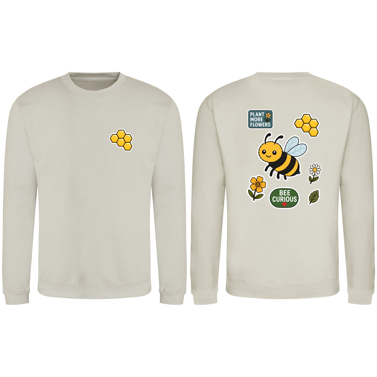 Bee Curious Adult Sweatshirt - Badges of the Wild Natural Stone colour variant image