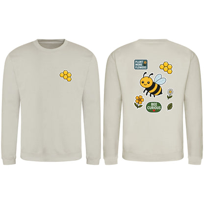 Bee Curious Adult Sweatshirt - Badges of the Wild Natural Stone colour variant image